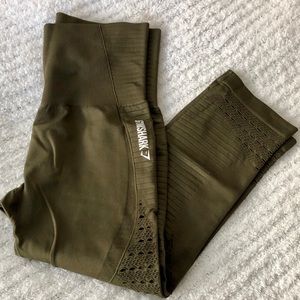 Gymshark cropped khaki army green Flex leggings